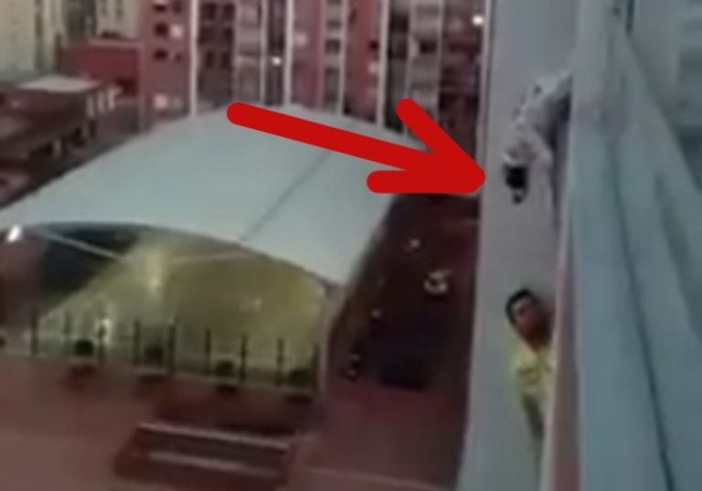 Un hombre arriesga su vida para salvar a un dálmata que quedó colgando de una ventana