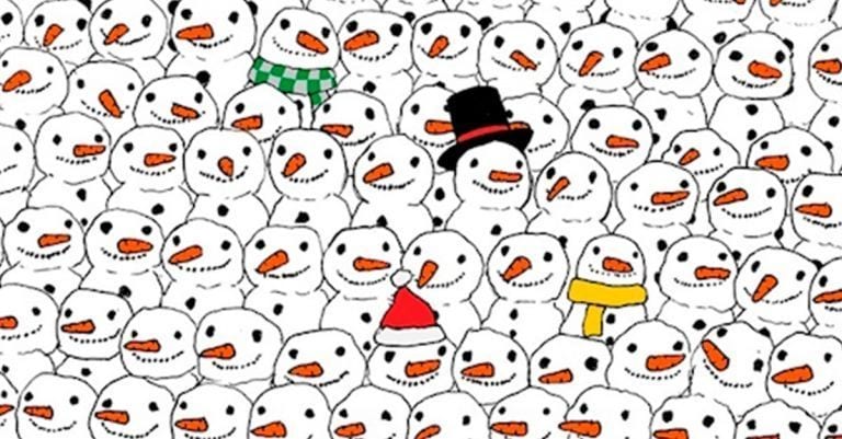 ¿Eres capaz de encontrar al oso panda? Los muñecos de nieve te lo ponen difícil