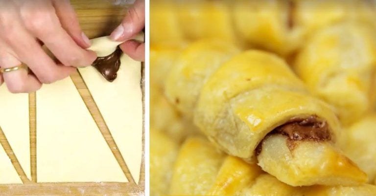 Corta el hojaldre en triángulos y rellena con Nutella: ¡los mejores croissants!