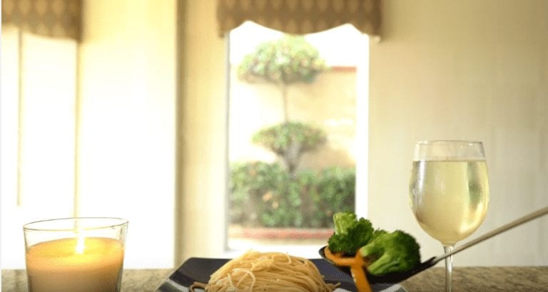 Sencillo plato de spaghettis con verduras
