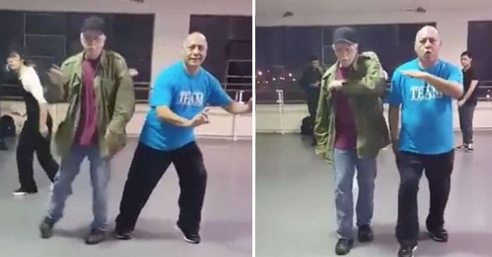 abuelos bailando robot hiphop