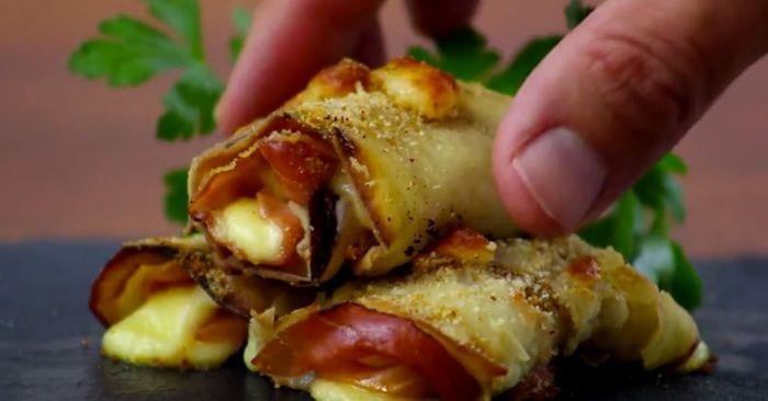 rollitos de derenjena y jamon