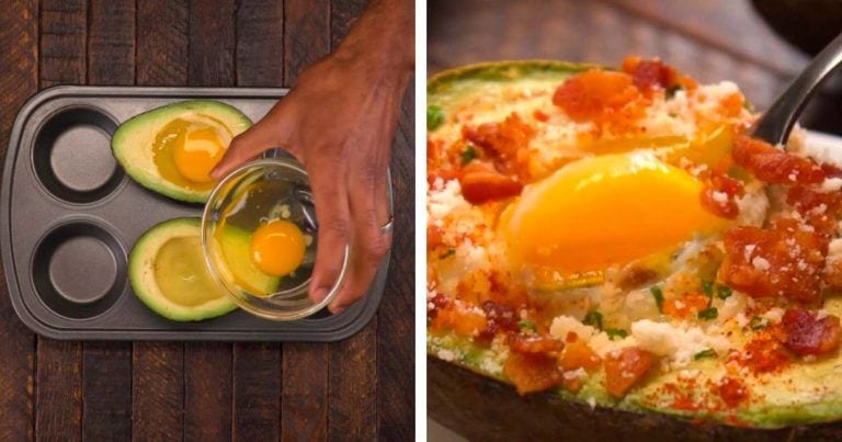 aguacate relleno de huevo y bacon